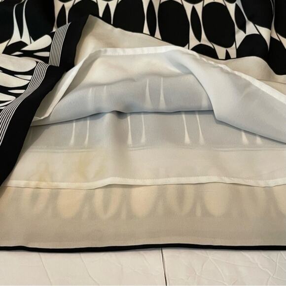 Silk Land 100% Silk With Black Cream Office Career Date Skirt NWOT Size 12 - Picture 7 of 10